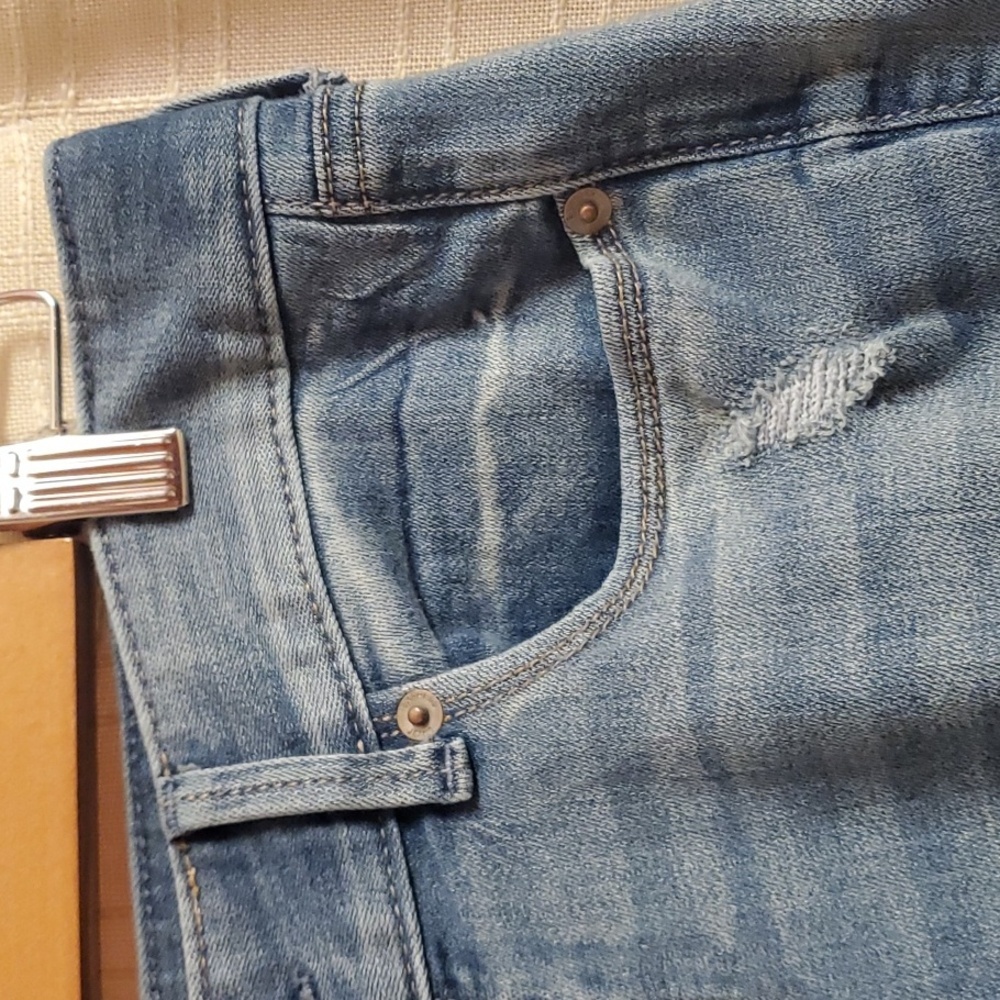 Express Jeans Womens Size 4 Long 4L Blue Legging zelda Ultra Low Rise Distressed - Picture 8 of 16